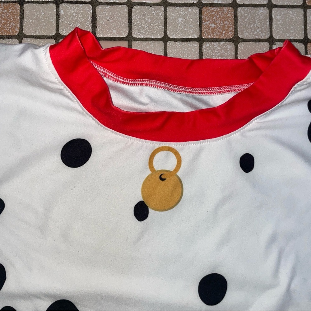 Men’s Dalmatian Print T-Shirt with Red Collar - Picture 3 of 6